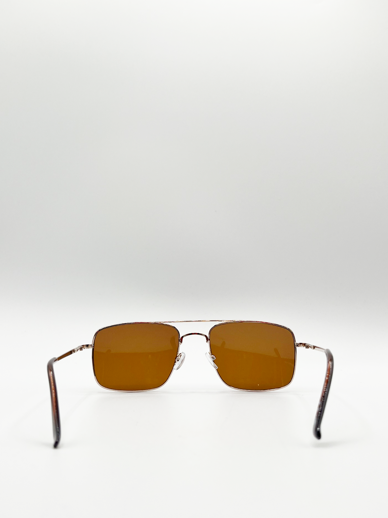 Metal Frame Square Aviator Sunglasses In Gold