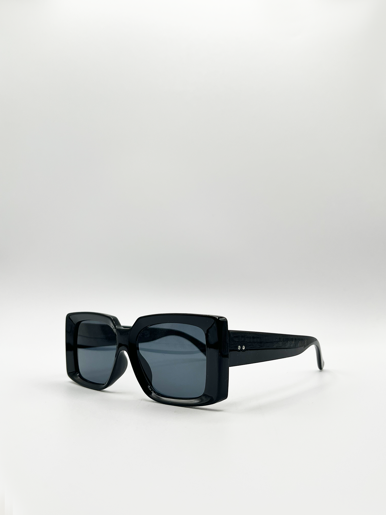 Black Oversized Square Sunglasses with Black Lenses