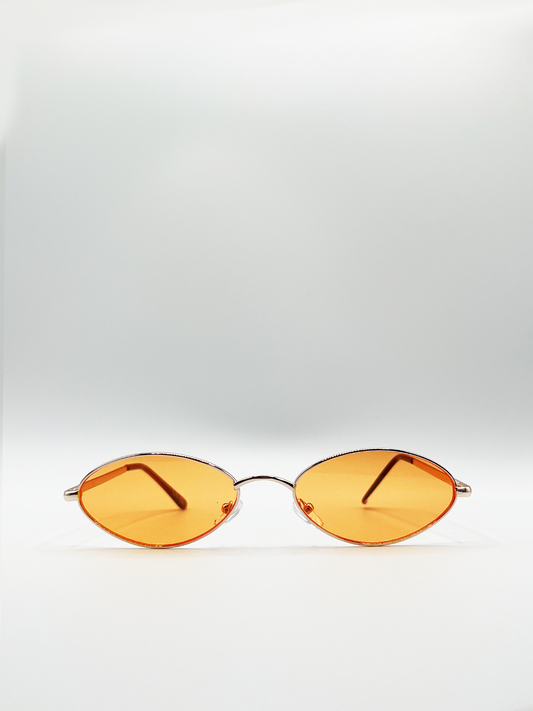 Orange Diamond Lense Metal Frame Sunglasses