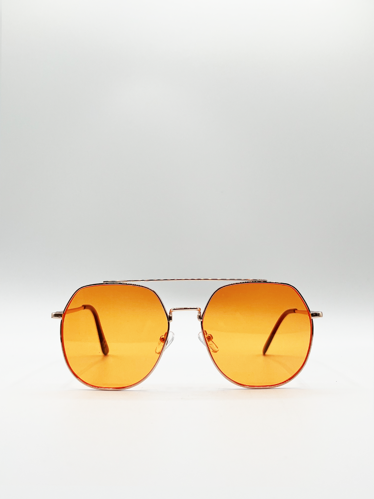 Oversized Aviator Style Sunglasses with Orange Lenses