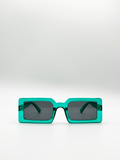 Light Mint Shape_Oversized Rectangle Sunglasses with Black Lenses