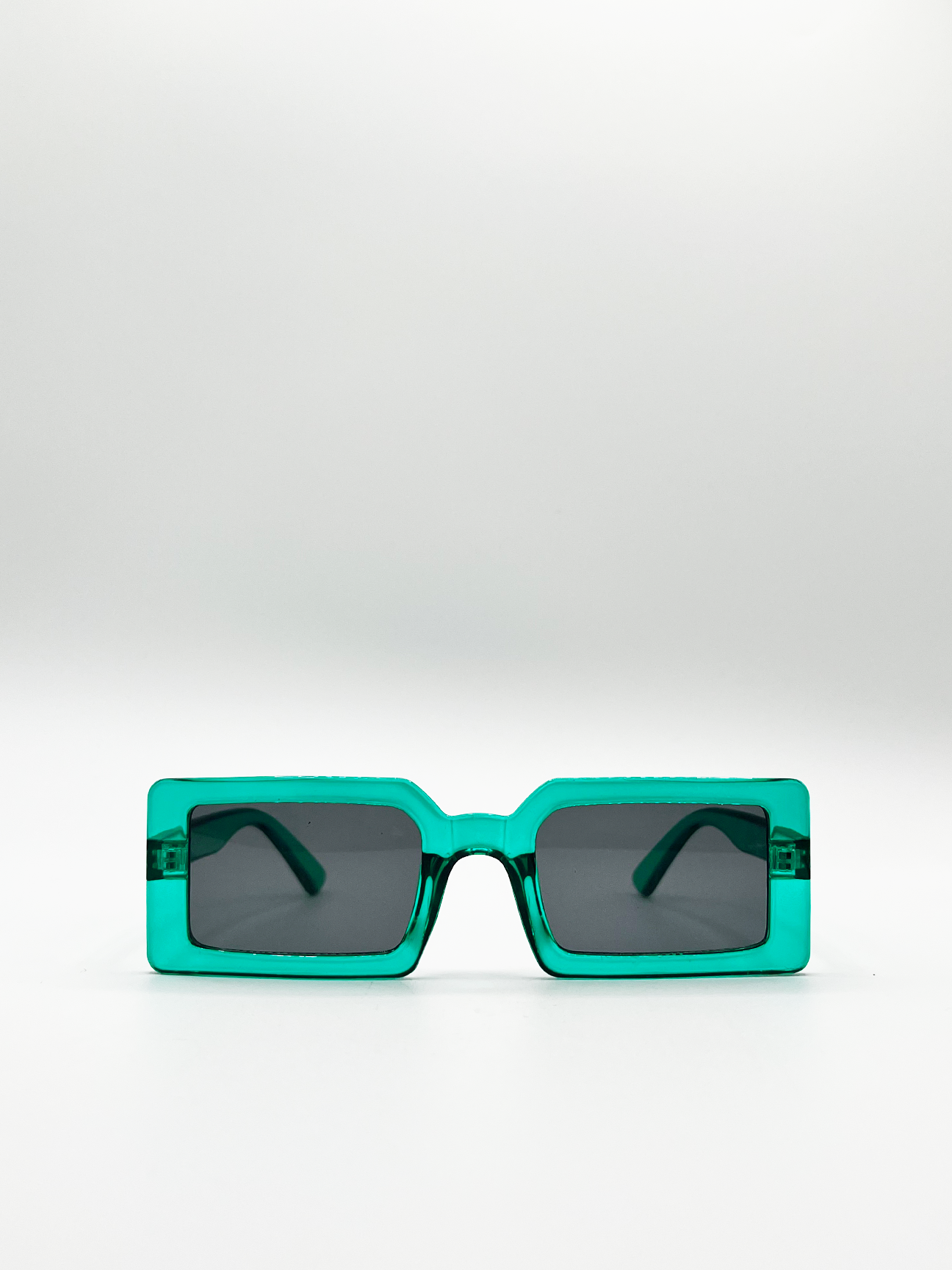 Light Mint Oversized Rectangle Sunglasses with Black Lenses