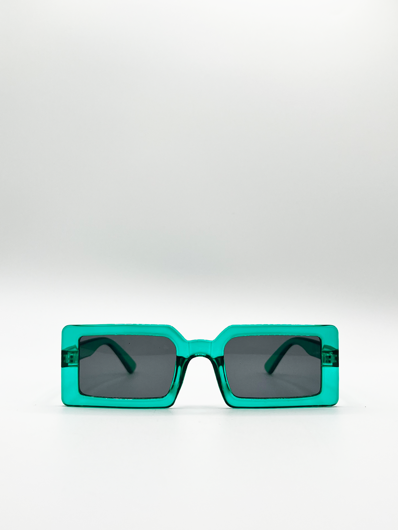 Light Mint Shape_Oversized Rectangle Sunglasses with Black Lenses