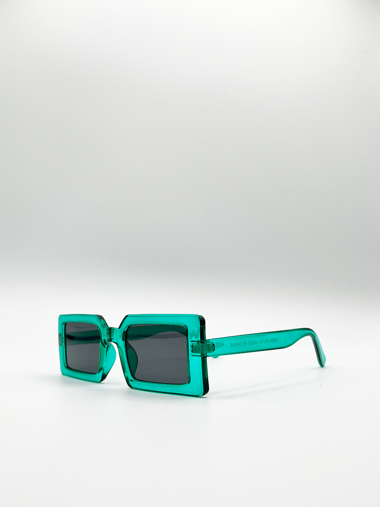 Light Mint Oversized Rectangle Sunglasses with Black Lenses