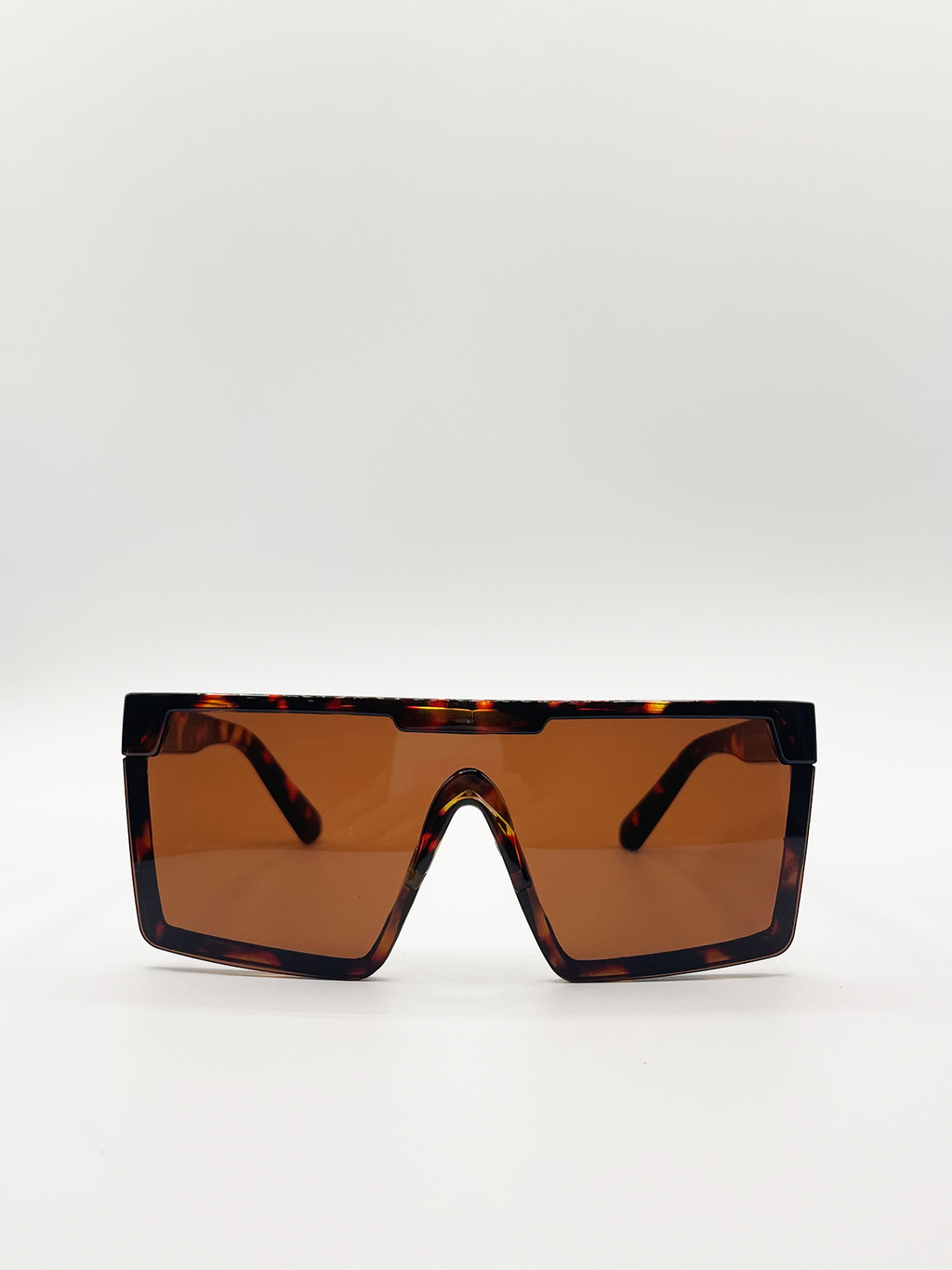 Tortoiseshell Shape_Oversized Flat Top Square Frame Sunglasses