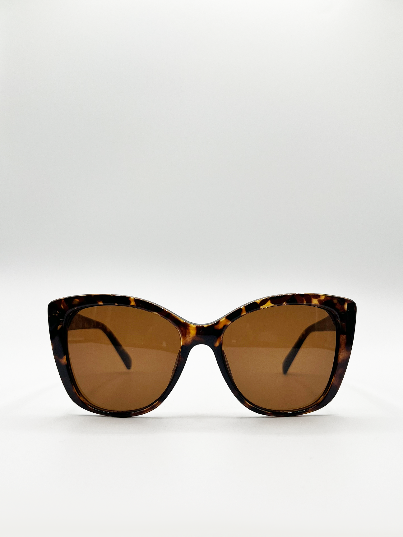 Tortoiseshell Round Wayfarer Style Oversized Sunglasses with Brown Lenses