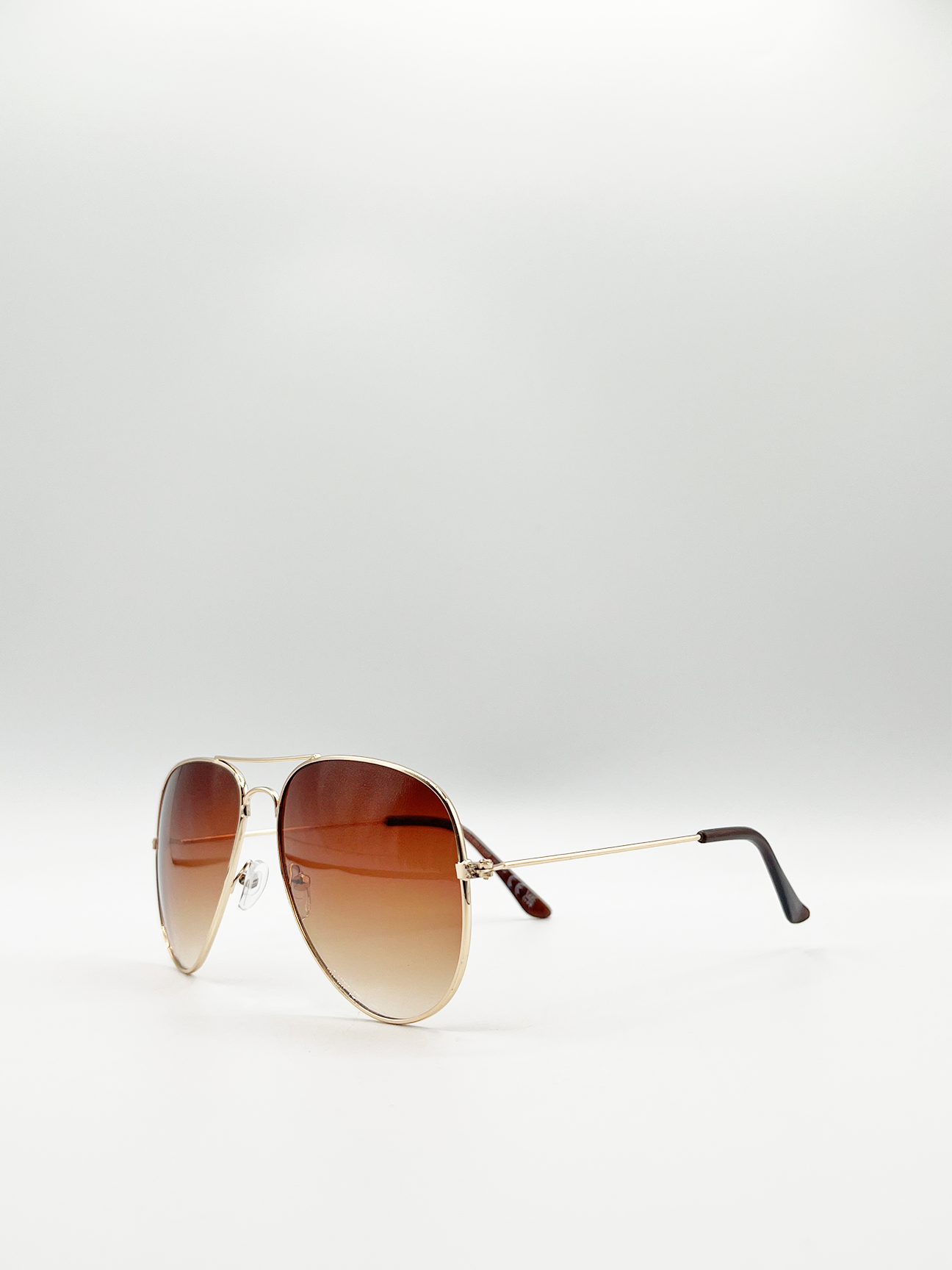 Gold Aviator Sunglasses with Brown Lenses