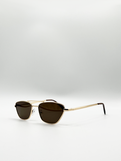 Aviator Style Sunglasses with Brown Lenses