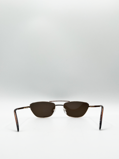 Aviator Style Sunglasses with Brown Lenses