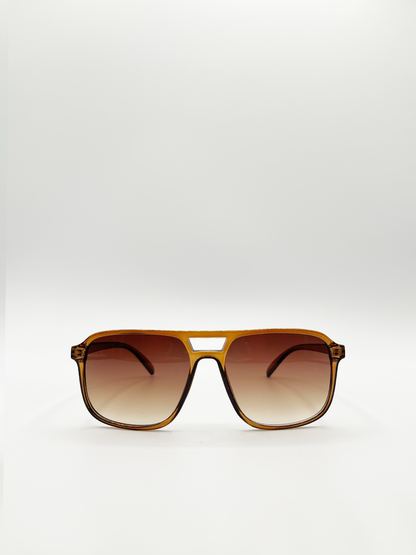 Brown Plastic Frame Navigator Sunglasses