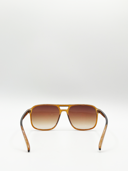 Brown Plastic Frame Navigator Sunglasses