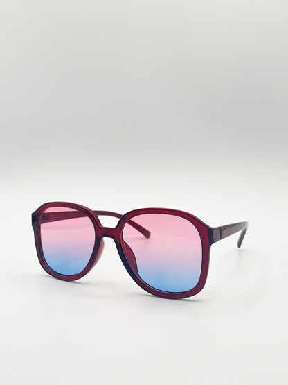 Vintage Style  Oversized Sunglasses with Ombre Lenses in Multi