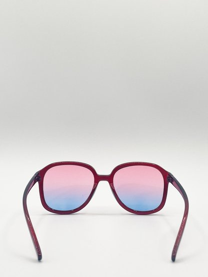 Vintage Style  Oversized Sunglasses with Ombre Lenses in Multi