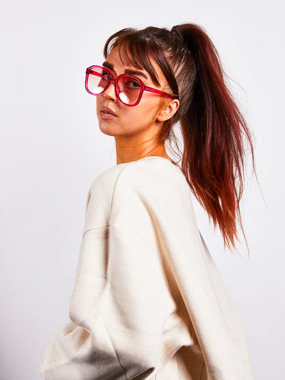 Vintage Style Oversized Sunglasses with Ombre Lenses in Pink