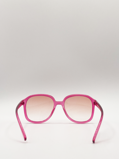 Vintage Style Oversized Sunglasses with Ombre Lenses in Pink