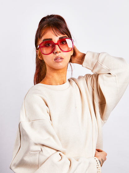 Vintage Style Oversized Sunglasses with Ombre Lenses in Pink