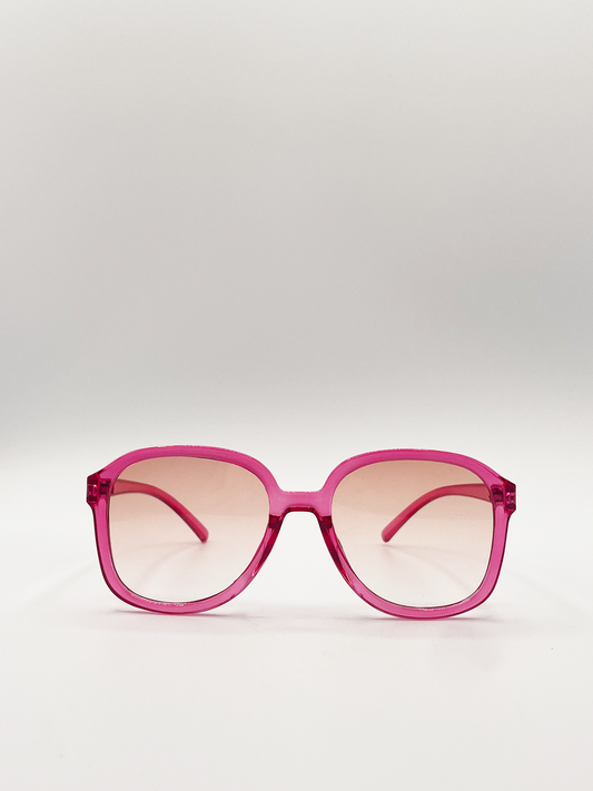 Vintage Style Oversized Sunglasses with Ombre Lenses in Pink