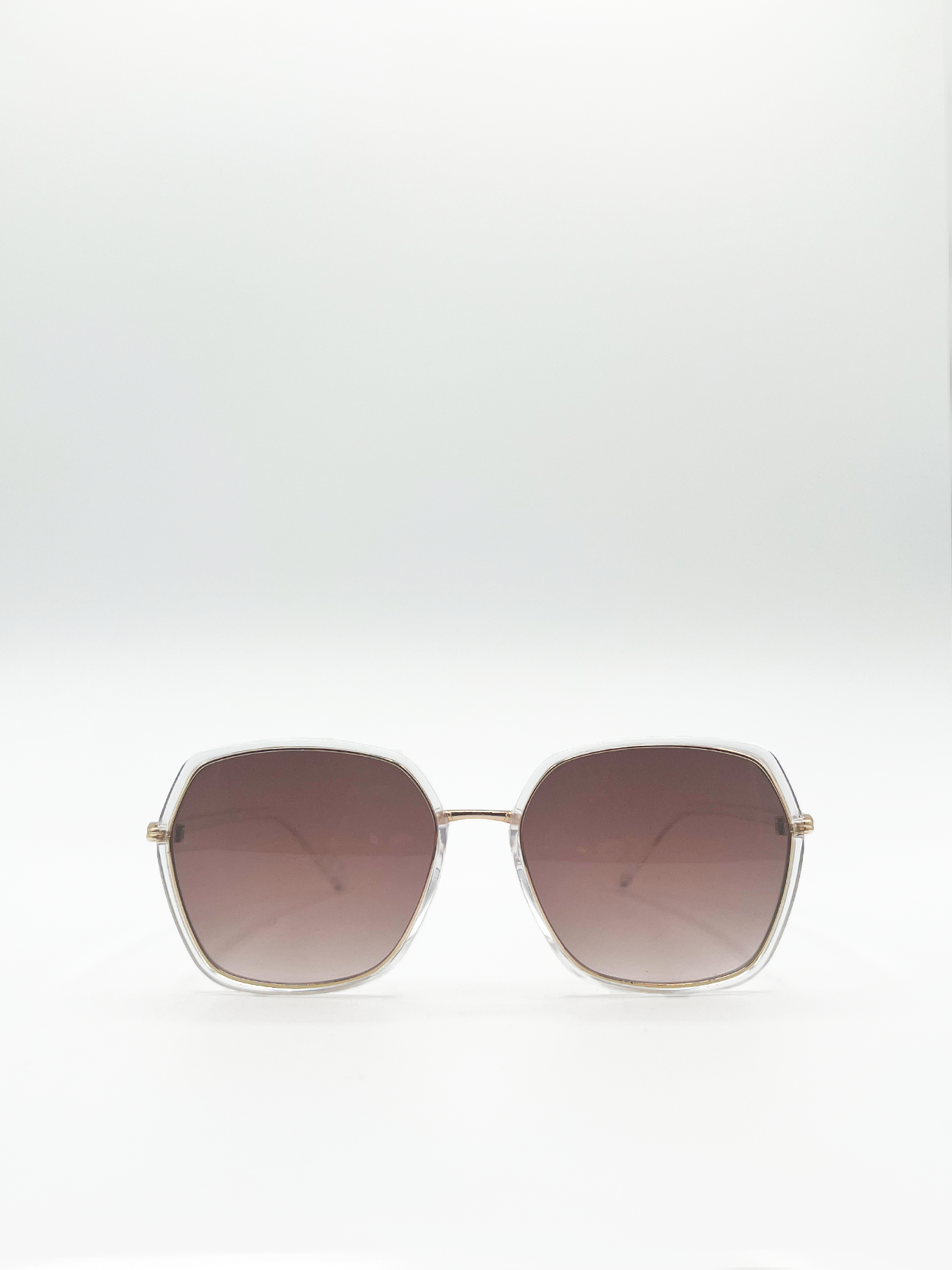 Gold Oversized Frame Sunglasses with Black Lenses
