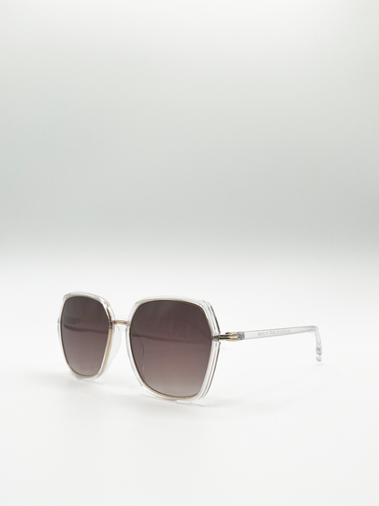 Gold Oversized Frame Sunglasses with Black Lenses