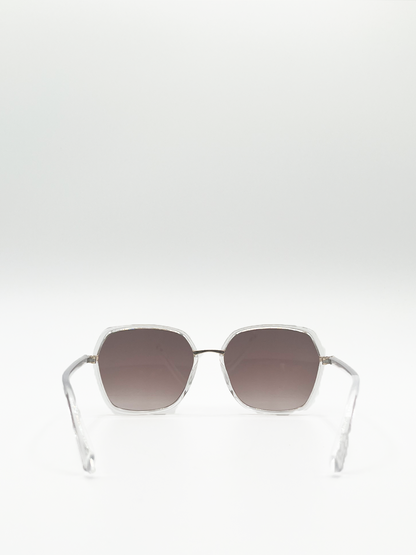 Gold Oversized Frame Sunglasses with Black Lenses