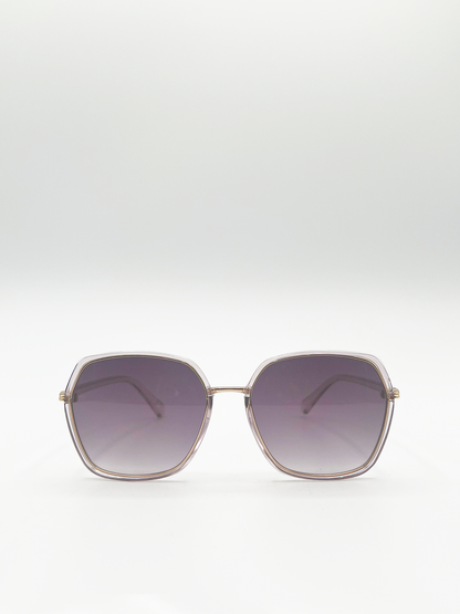 Purple Oversized Frame Sunglasses with Black Lenses