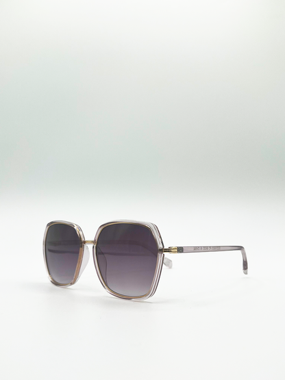 Purple Oversized Frame Sunglasses with Black Lenses