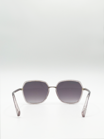 Purple Oversized Frame Sunglasses with Black Lenses