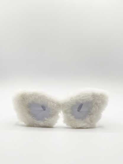 Faux fur novelty sunglasses in white