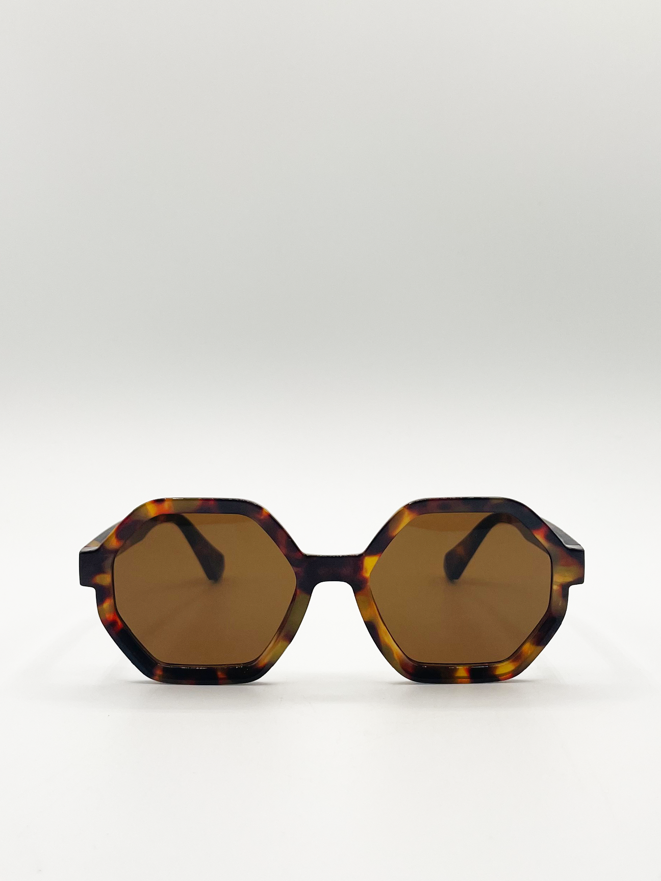 Tortoiseshell oversized Hexagon frame sunglasses
