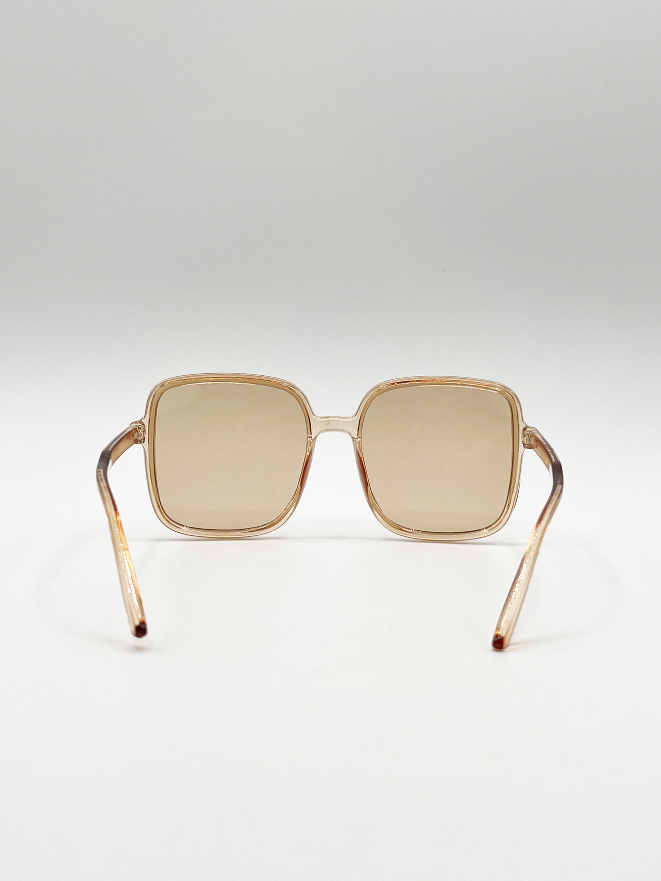 Oversized Lightweight Square Frame Sunglasses in Light Brown