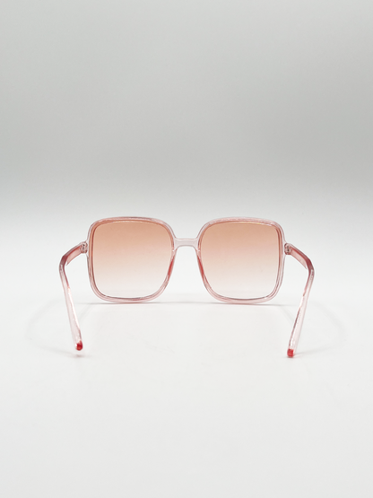 Oversized Lightweight Square Frame Sunglasses in Pale Pink