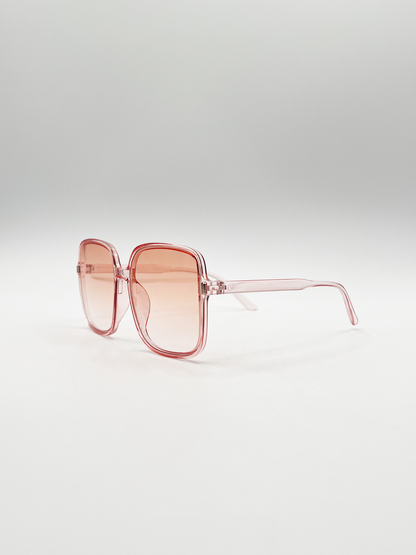 Oversized Lightweight Square Frame Sunglasses in Pale Pink