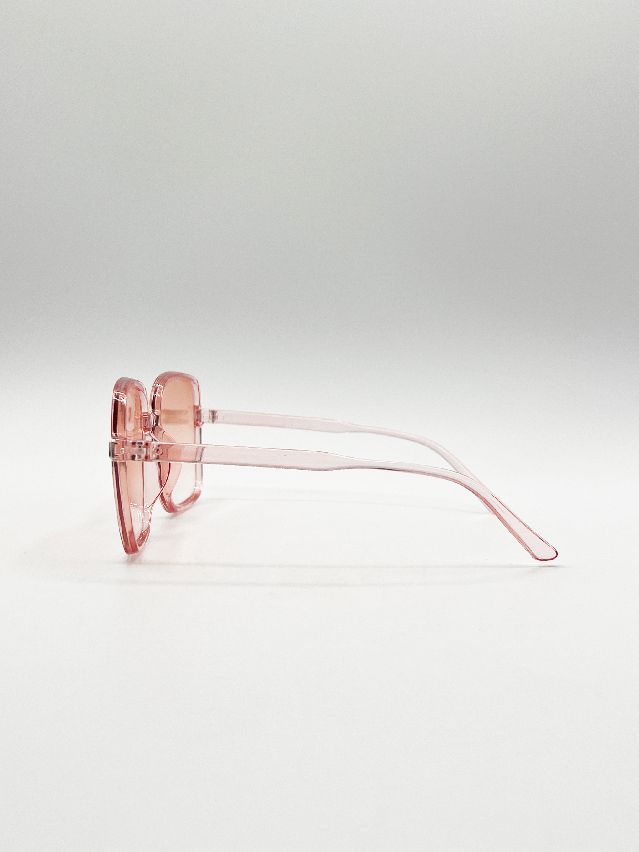 Oversized Lightweight Square Frame Sunglasses in Pale Pink