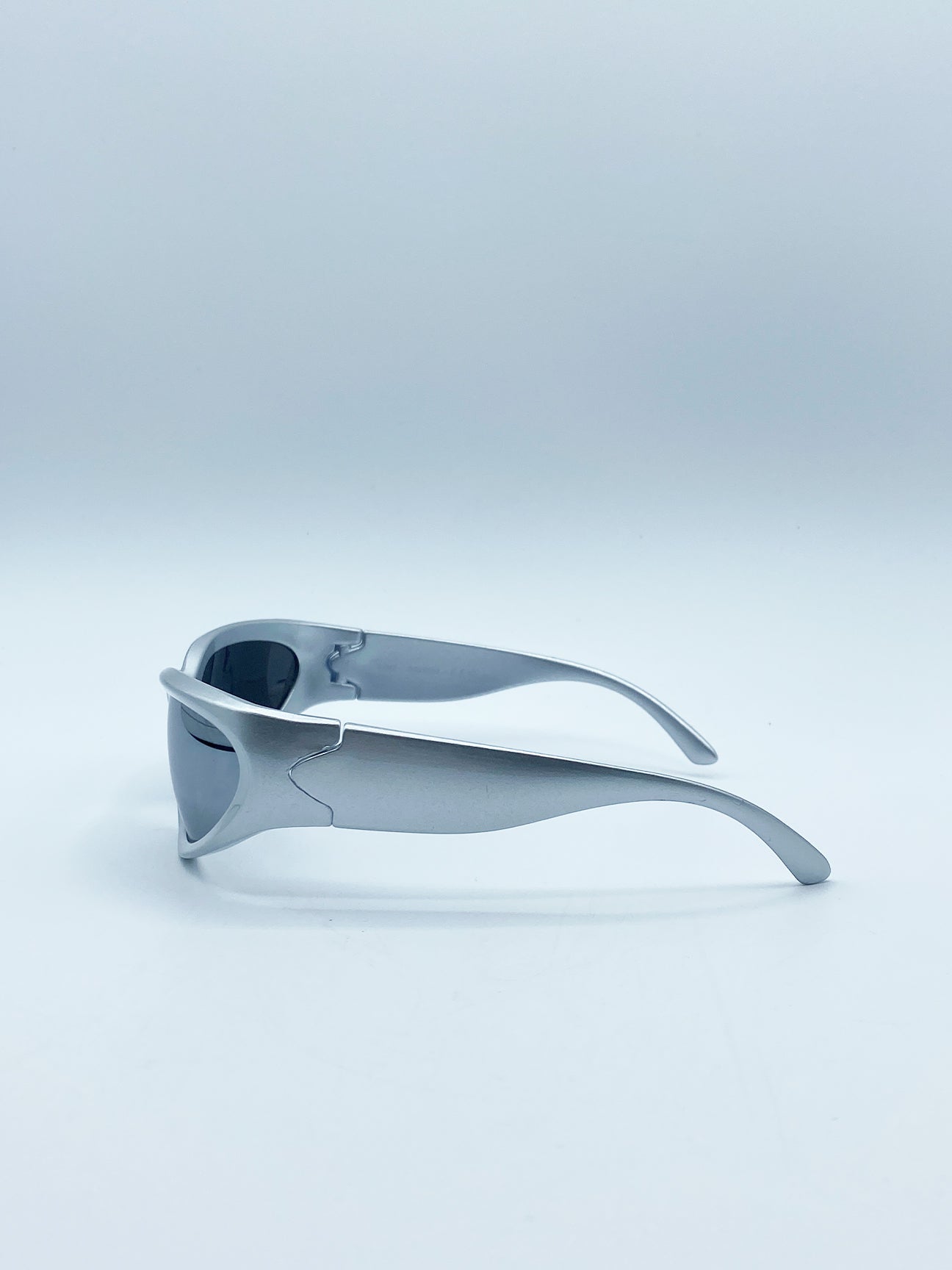 Wrap Around Racer Sunglasses in Silver