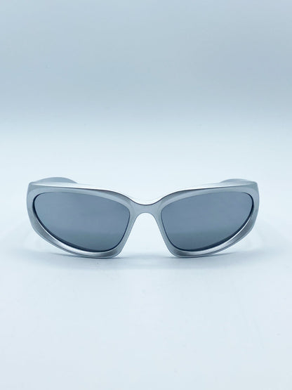 Wrap Around Racer Sunglasses in Silver