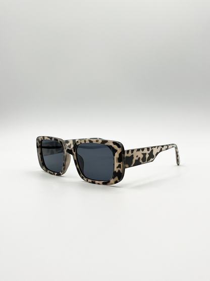 Oversized Rectangle Sunglasses in Animal Print