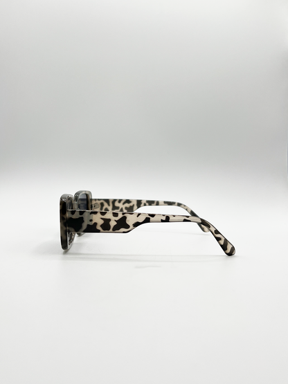 Oversized Rectangle Sunglasses in Animal Print