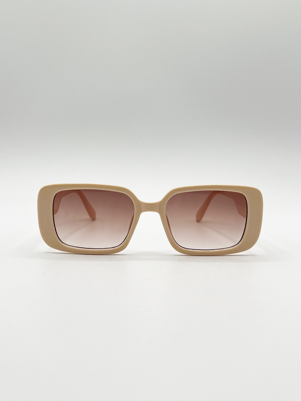 Oversized Rectangle Sunglasses in Beige