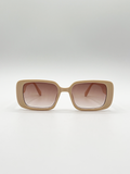Oversized Rectangle Sunglasses in Beige