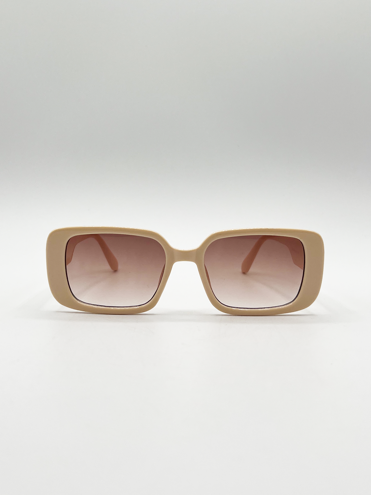 Oversized Rectangle Sunglasses in Beige