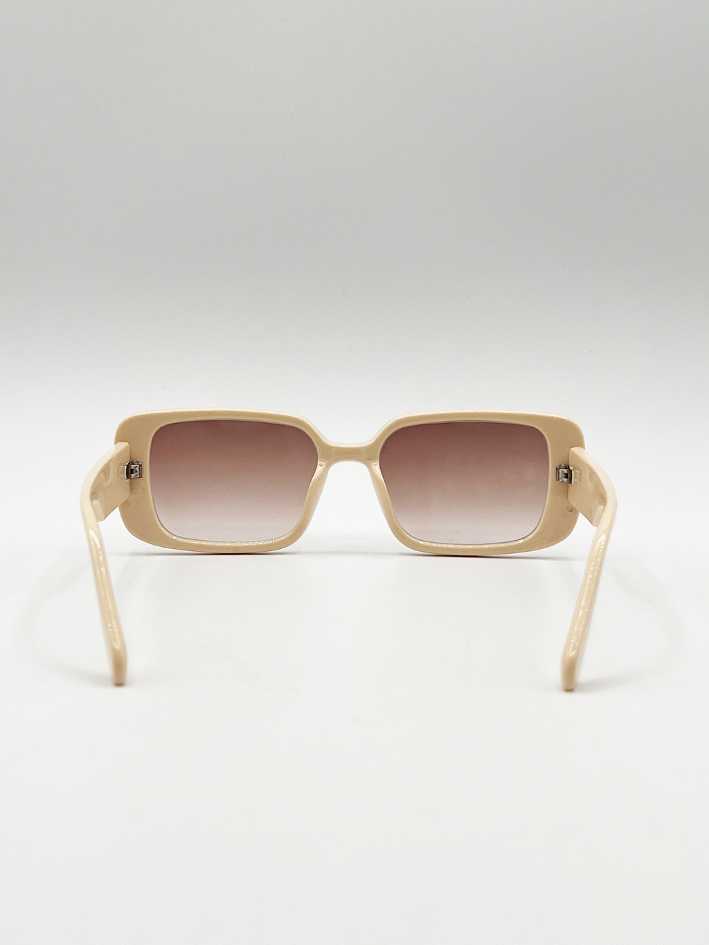 Oversized Rectangle Sunglasses in Beige