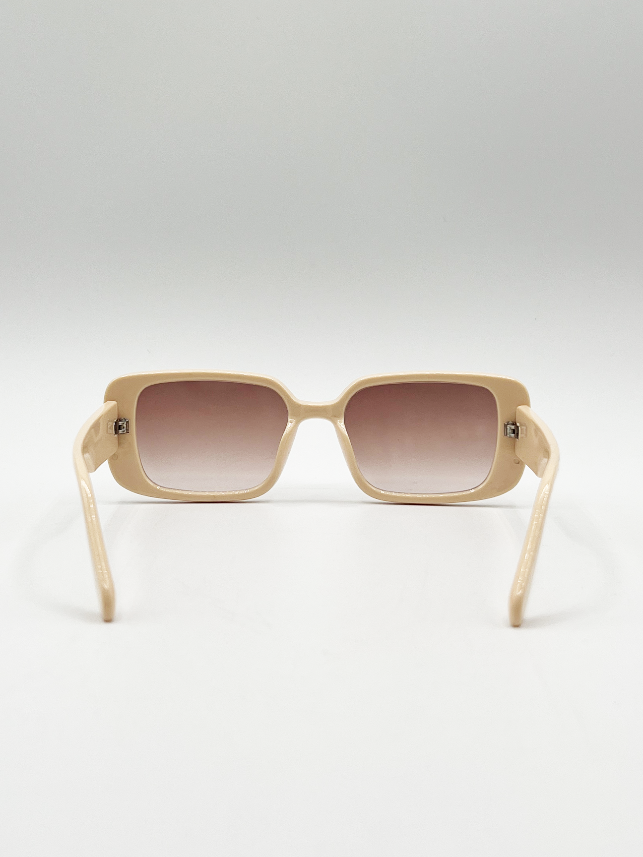 Oversized Rectangle Sunglasses in Beige
