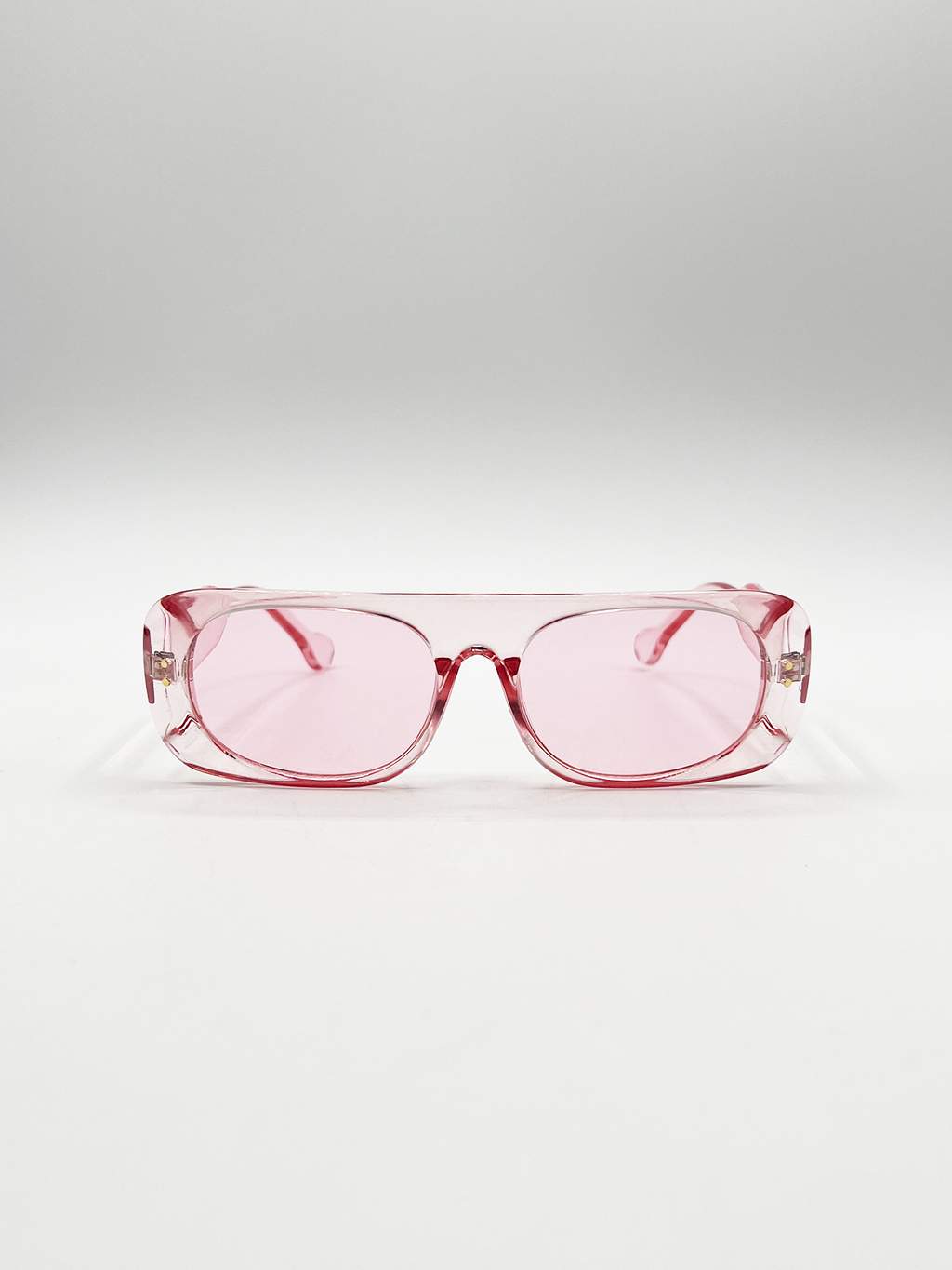 Flat Top Oval Sunglasses in Pale Pink