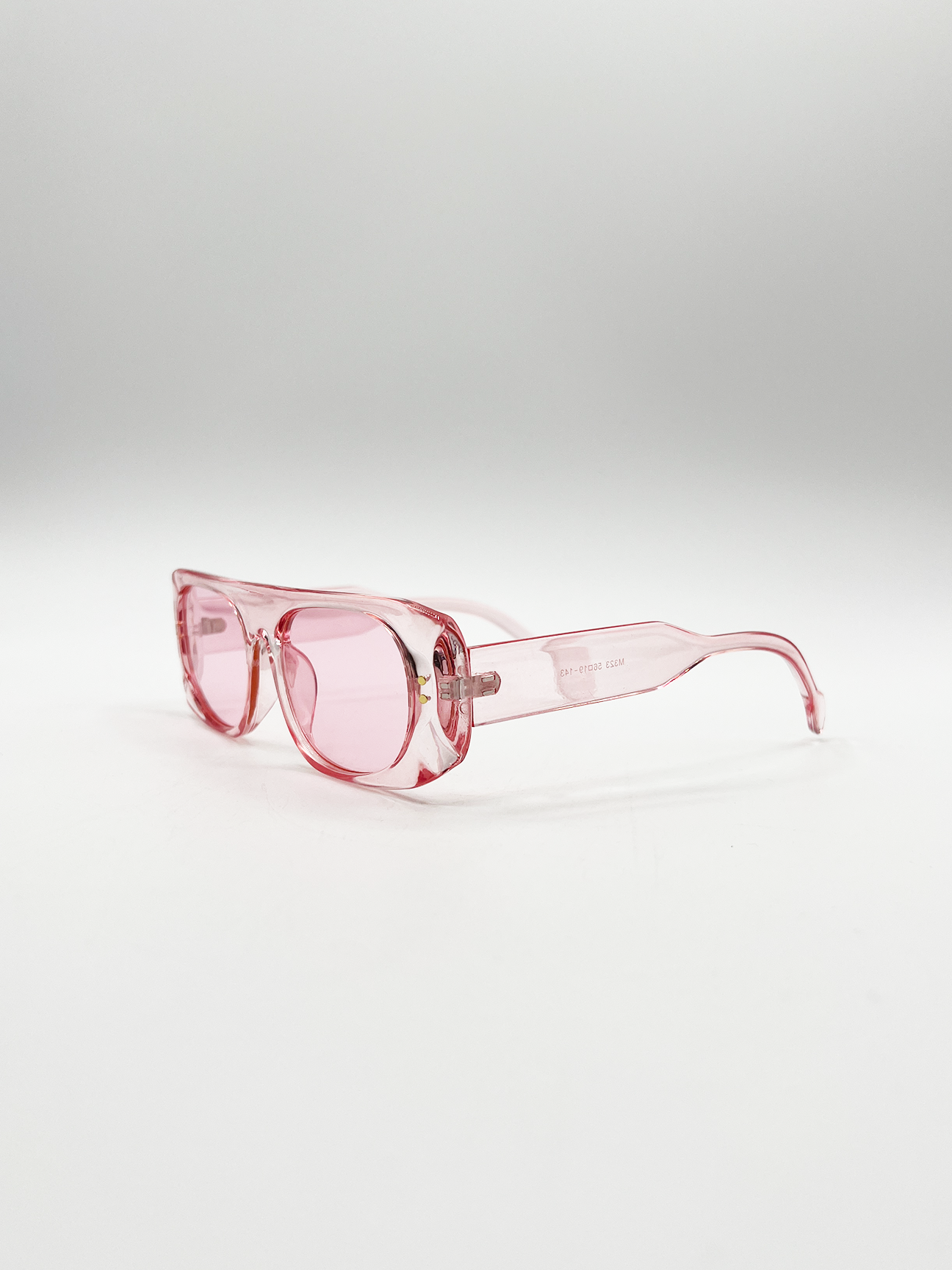 Flat Top Oval Sunglasses in Pale Pink