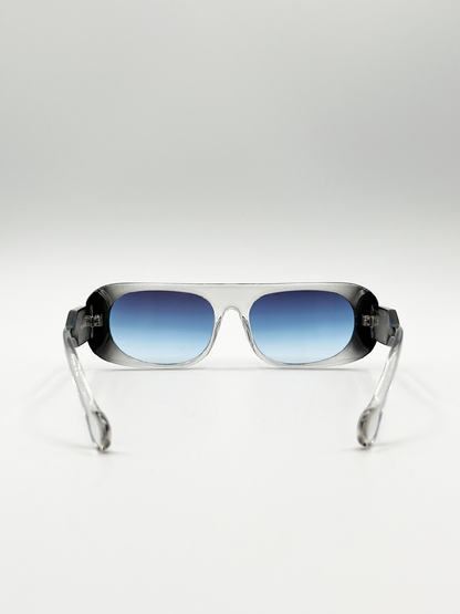 Flat Top Oval Sunglasses in Grey-Blue