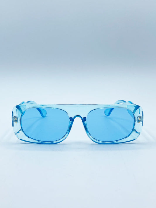 Flat Top Oval Sunglasses in Blue