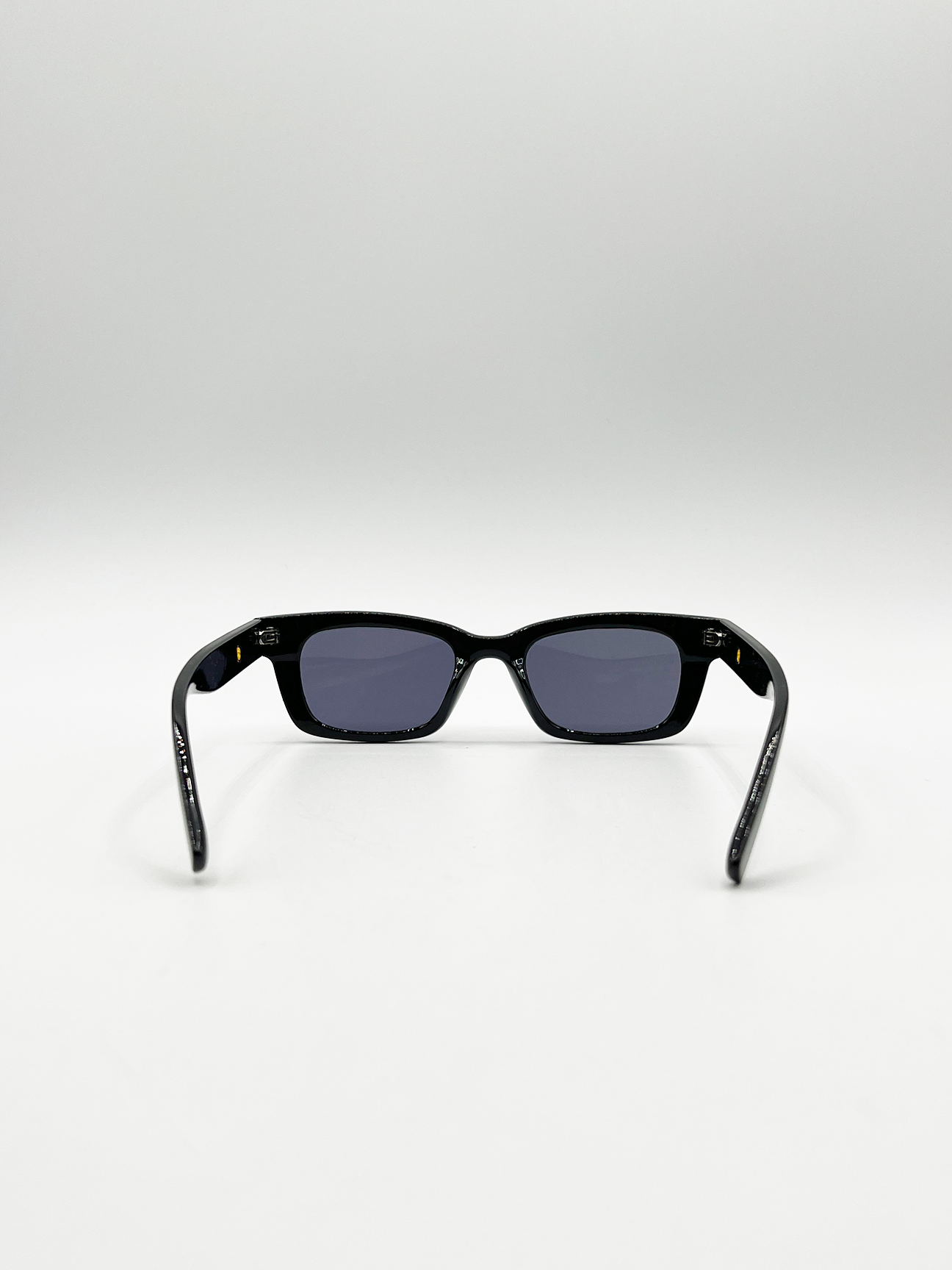 Black Small Wayfarer Sunglasses with Circular Detail