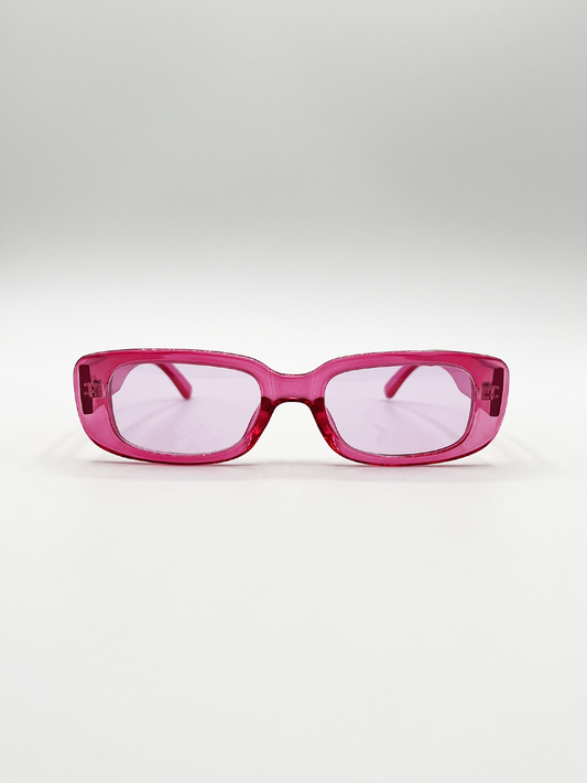 Oval Sunglasses in Translucent Hot Pink