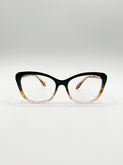 Green Tortoiseshell clear Lens Glasses