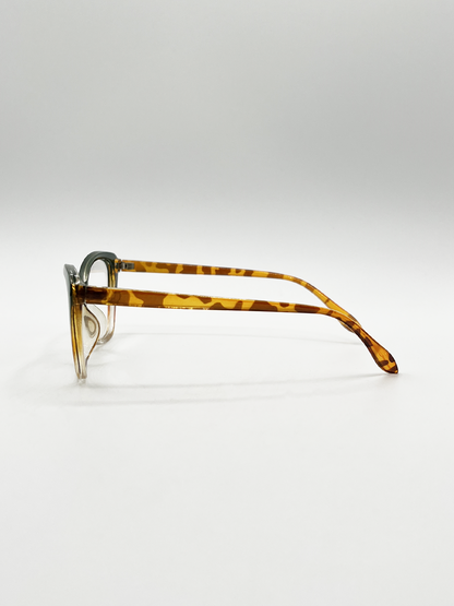 Green Tortoiseshell clear Lens Glasses